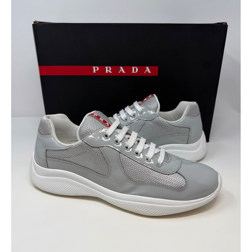 Prada Americas Cup Sneaker Pearl Silver Size 9.5 US 8.5 UK